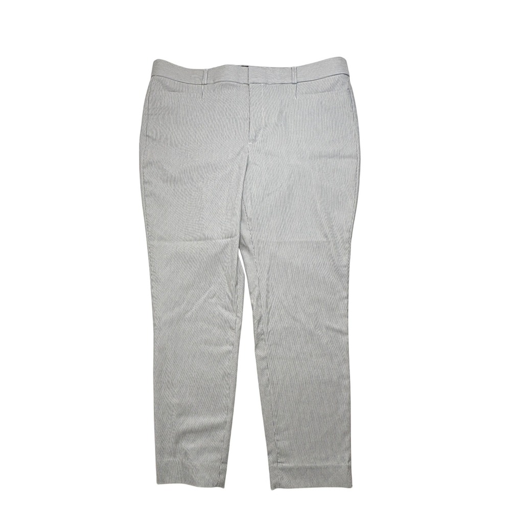Banana Republic SLOAN Curvy Fit Pants 14 Blue Gray Pinstripe Seersucker Ankle